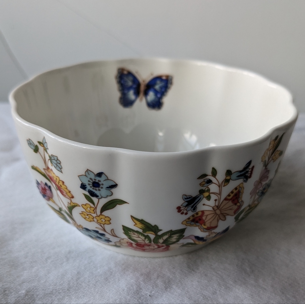 Vintage Aynsley Cottage Garden Variete Floral Bone China Fluted Bowl